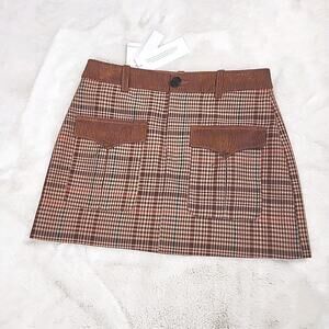 Area Womens Crystal Mini Skirt Wool in Caramel Brown Mulit Size 4